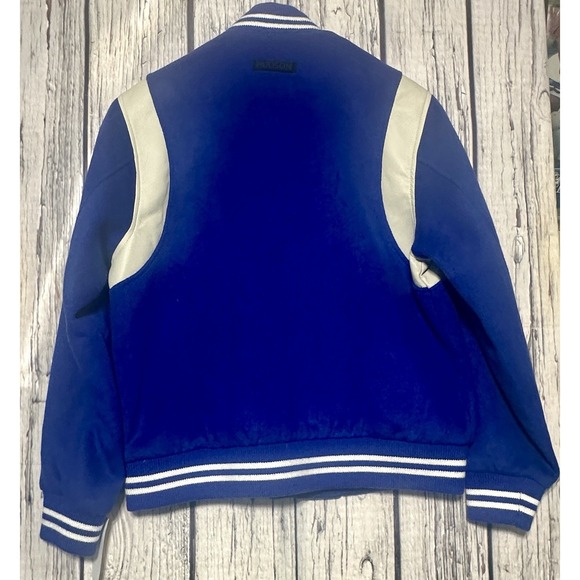 Hudson Jeans Varsity Bomber Jacket Royal Blue Wool Blend Men's Medium NWT $248 - Picture 2 of 8